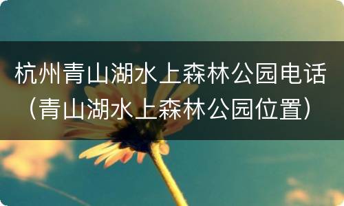 杭州青山湖水上森林公园电话（青山湖水上森林公园位置）