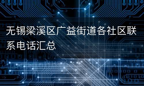 无锡梁溪区广益街道各社区联系电话汇总