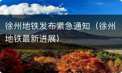 徐州地铁发布紧急通知（徐州地铁最新进展）