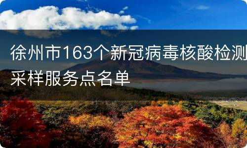 徐州市163个新冠病毒核酸检测采样服务点名单