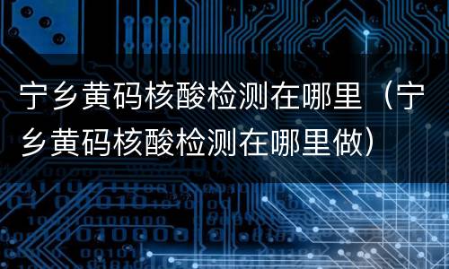 宁乡黄码核酸检测在哪里（宁乡黄码核酸检测在哪里做）