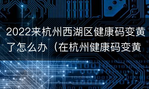 2022来杭州西湖区健康码变黄了怎么办（在杭州健康码变黄了）