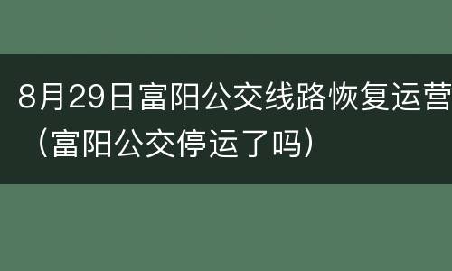8月29日富阳公交线路恢复运营（富阳公交停运了吗）