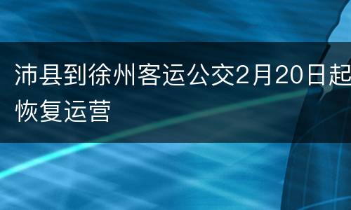 沛县到徐州客运公交2月20日起恢复运营
