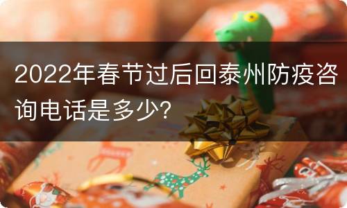 2022年春节过后回泰州防疫咨询电话是多少？