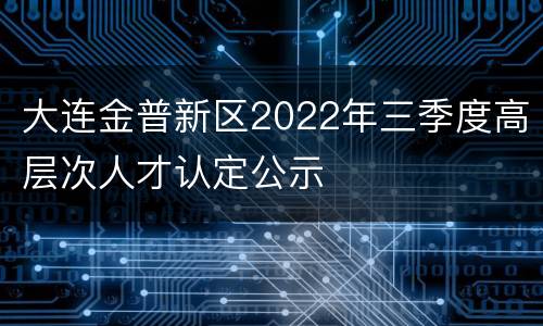 大连金普新区2022年三季度高层次人才认定公示
