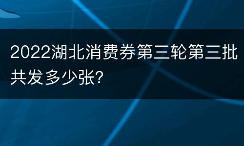 2022湖北消费券第三轮第三批共发多少张？
