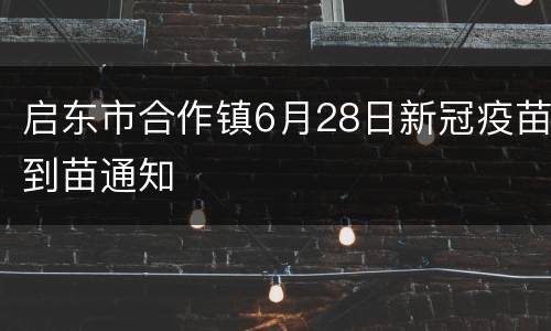 启东市合作镇6月28日新冠疫苗到苗通知