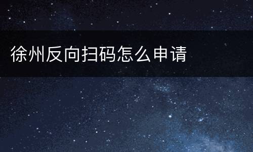 徐州反向扫码怎么申请