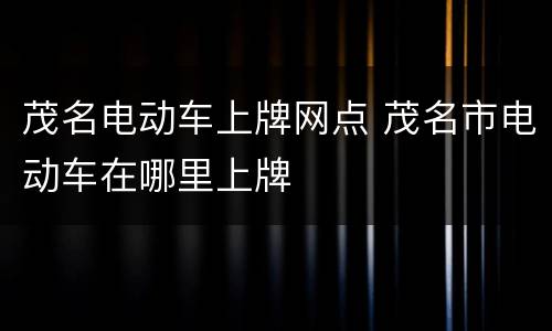 茂名电动车上牌网点 茂名市电动车在哪里上牌