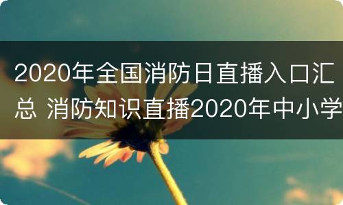 2020年全国消防日直播入口汇总 消防知识直播2020年中小学生首播