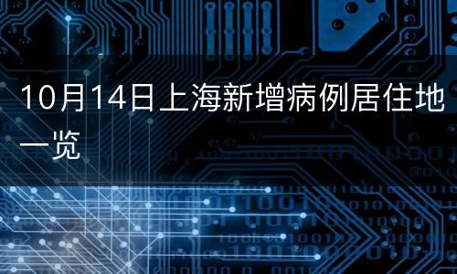 10月14日上海新增病例居住地一览