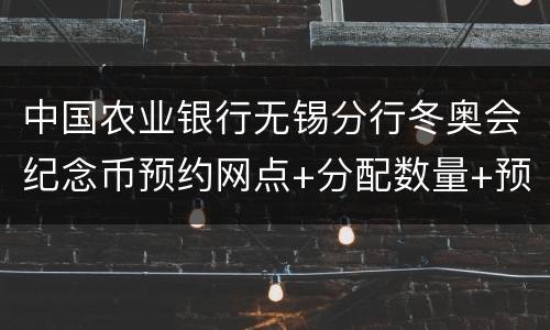 中国农业银行无锡分行冬奥会纪念币预约网点+分配数量+预约入口