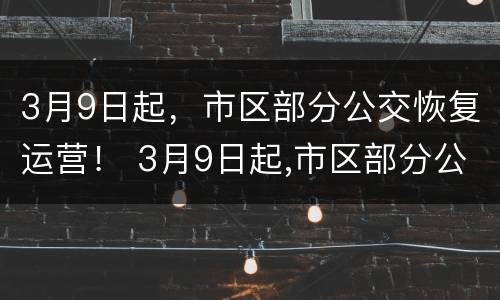 3月9日起，市区部分公交恢复运营！ 3月9日起,市区部分公交恢复运营了吗