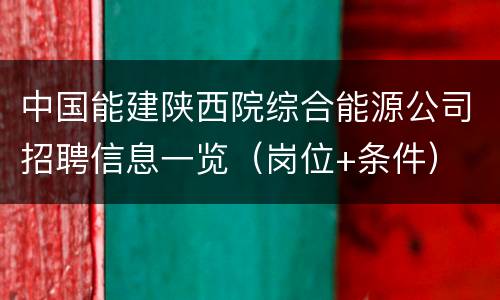 中国能建陕西院综合能源公司招聘信息一览（岗位+条件）