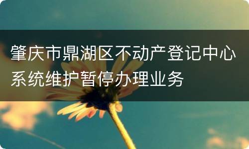 肇庆市鼎湖区不动产登记中心系统维护暂停办理业务