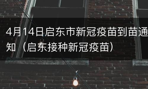 4月14日启东市新冠疫苗到苗通知（启东接种新冠疫苗）