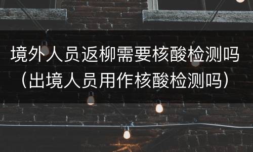 境外人员返柳需要核酸检测吗（出境人员用作核酸检测吗）
