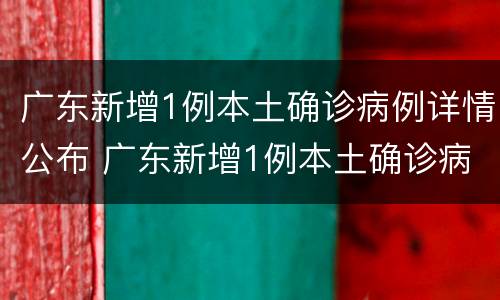 广东新增1例本土确诊病例详情公布 广东新增1例本土确诊病例详情公布