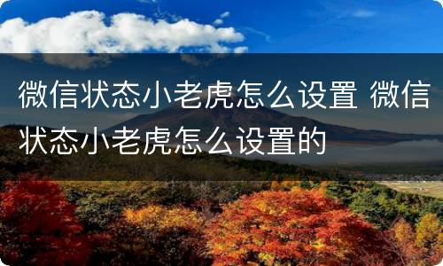 微信状态小老虎怎么设置 微信状态小老虎怎么设置的