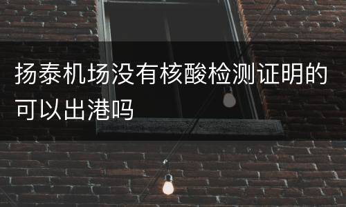 扬泰机场没有核酸检测证明的可以出港吗