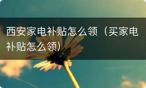 西安家电补贴怎么领（买家电补贴怎么领）