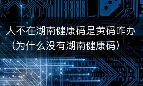 人不在湖南健康码是黄码咋办（为什么没有湖南健康码）