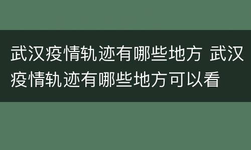 武汉疫情轨迹有哪些地方 武汉疫情轨迹有哪些地方可以看
