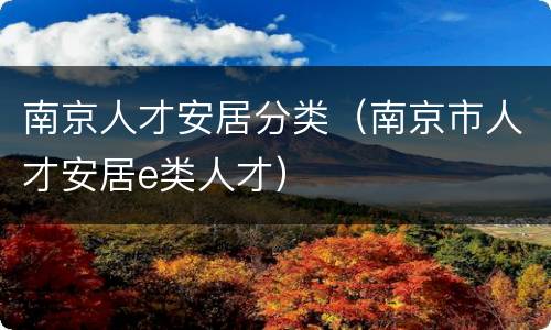 南京人才安居分类（南京市人才安居e类人才）