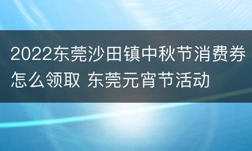 2022东莞沙田镇中秋节消费券怎么领取 东莞元宵节活动