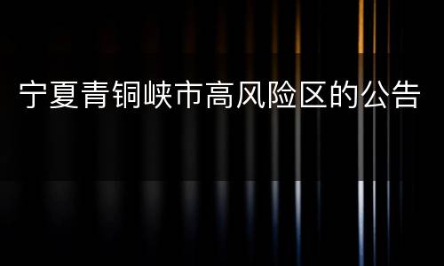 宁夏青铜峡市高风险区的公告
