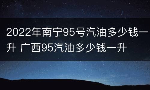 2022年南宁95号汽油多少钱一升 广西95汽油多少钱一升