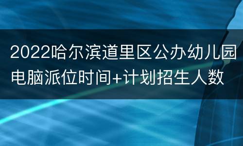 2022哈尔滨道里区公办幼儿园电脑派位时间+计划招生人数