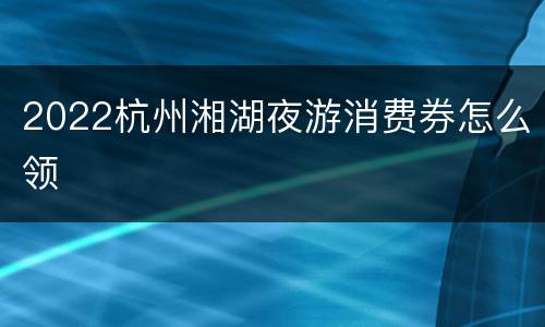 2022杭州湘湖夜游消费券怎么领