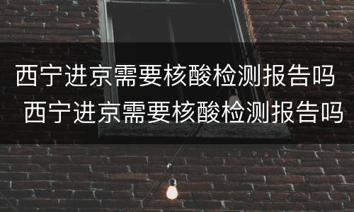 西宁进京需要核酸检测报告吗 西宁进京需要核酸检测报告吗最新