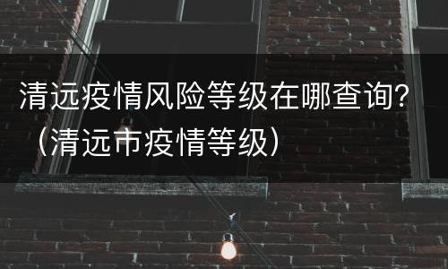 清远疫情风险等级在哪查询？（清远市疫情等级）