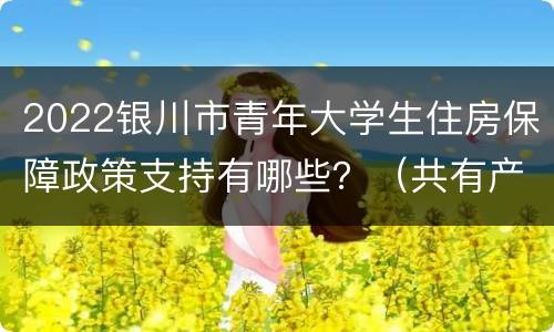 2022银川市青年大学生住房保障政策支持有哪些？（共有产权房+人才公寓+购房补贴）