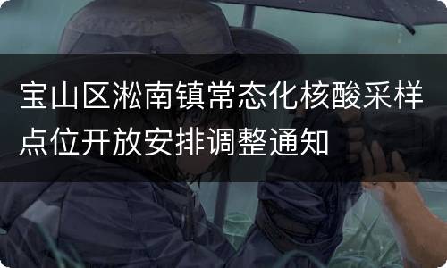 宝山区淞南镇常态化核酸采样点位开放安排调整通知
