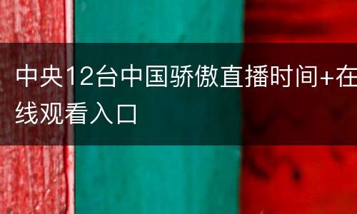中央12台中国骄傲直播时间+在线观看入口