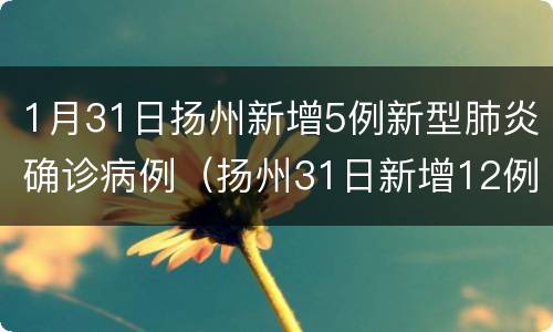 1月31日扬州新增5例新型肺炎确诊病例（扬州31日新增12例轨迹）