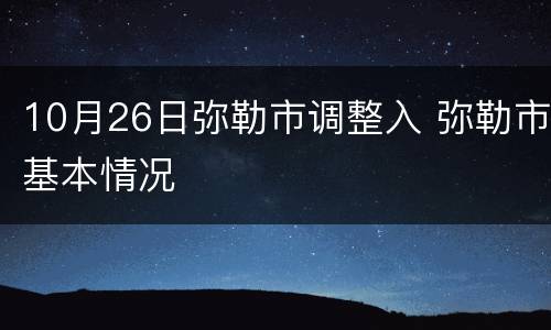 10月26日弥勒市调整入 弥勒市基本情况