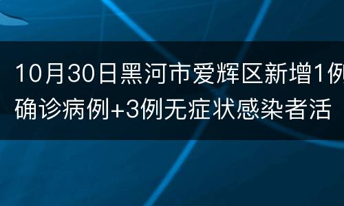 10月30日黑河市爱辉区新增1例确诊病例+3例无症状感染者活动轨迹