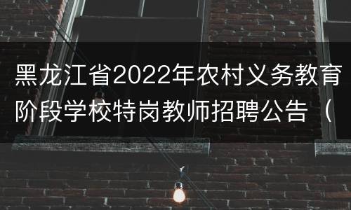 黑龙江省2022年农村义务教育阶段学校特岗教师招聘公告（时间+入口）