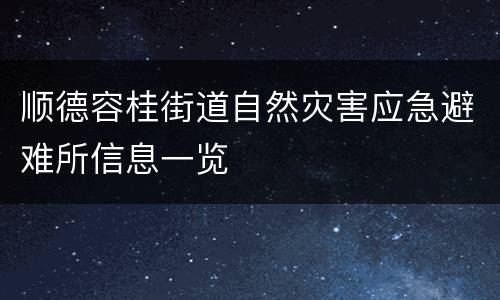 顺德容桂街道自然灾害应急避难所信息一览