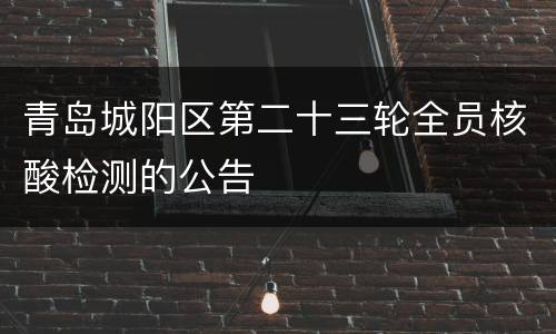 青岛城阳区第二十三轮全员核酸检测的公告