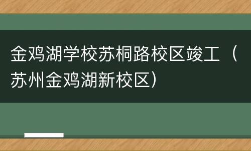 金鸡湖学校苏桐路校区竣工（苏州金鸡湖新校区）