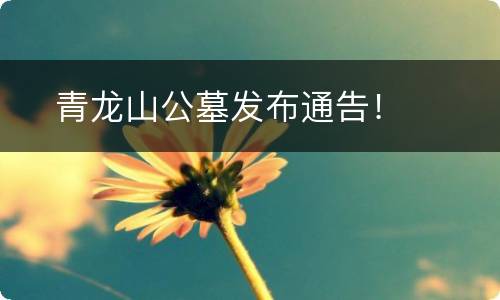 ​青龙山公墓发布通告！