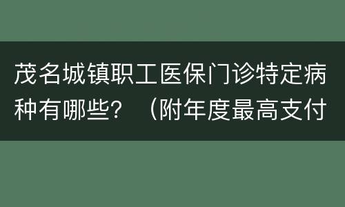 茂名城镇职工医保门诊特定病种有哪些？（附年度最高支付限额）