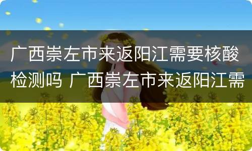 广西崇左市来返阳江需要核酸检测吗 广西崇左市来返阳江需要核酸检测吗最新