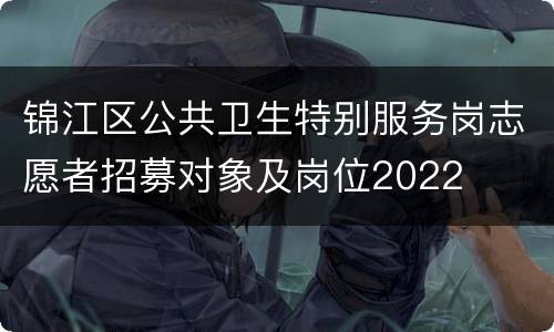 锦江区公共卫生特别服务岗志愿者招募对象及岗位2022